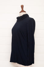 Load image into Gallery viewer, Classic Valia made in Melbourne wool jersey roll neck top in ink navy.