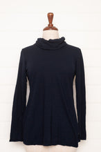 Load image into Gallery viewer, Classic Valia made in Melbourne wool jersey roll neck top in ink navy.