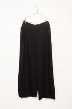 Load image into Gallery viewer, Valia made in Melbourne black wool jersey elastic waist wide leg Loden pants.