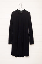 Load image into Gallery viewer, Valia made in Melbourne Australian merino  wool jacquard coat in deep ink navy.