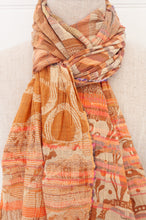 Load image into Gallery viewer, Letol made in France organic cotton jacquard  weave scarf, Olympe design in rose des sables, desert rose.