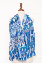 Load image into Gallery viewer, Letol made in France organic cotton jacquard  weave scarf, Audrey design in pacifique, azure blue.