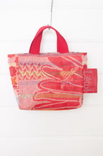 Load image into Gallery viewer, Letol made in France mini sized tote bag, organic cotton jacquard weave reversible, Abeille in crimson.