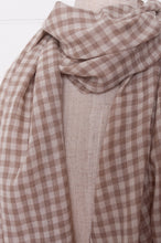 Load image into Gallery viewer, DVE woven cashmere scarf in natural and ecru check.