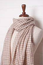 Load image into Gallery viewer, DVE woven cashmere scarf in natural and ecru check.