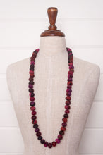 Load image into Gallery viewer, Neeru Kumar wool fabric bead necklace using remnants in magenta pink fabric.
