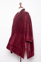 Load image into Gallery viewer, Neeru Kumar ruby red cotton velvet blockprinted A-line swing jacket.