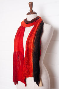 Neeru Kumar shibori wool scarf - vermilion and black