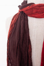Load image into Gallery viewer, Neeru Kumar crinkle silk shibori scarf - crimson and burgundy