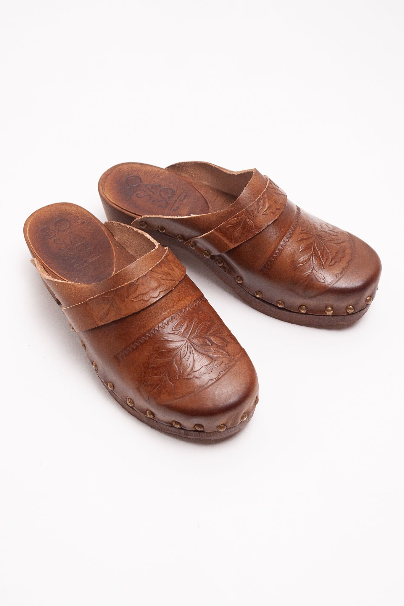 Bosabo classic Camille clog - embossed antique tan
