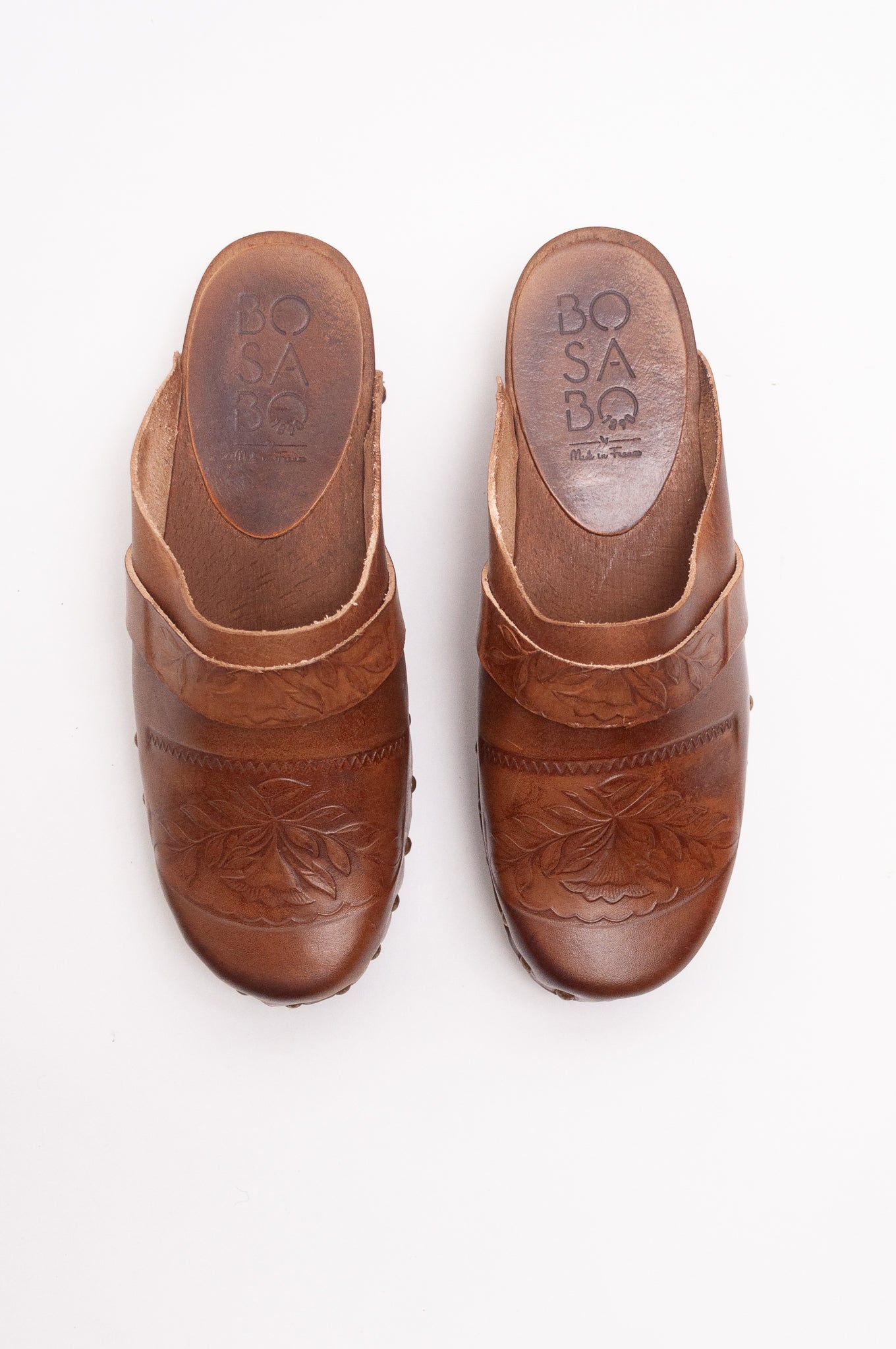 Bosabo classic Camille clog - embossed antique tan