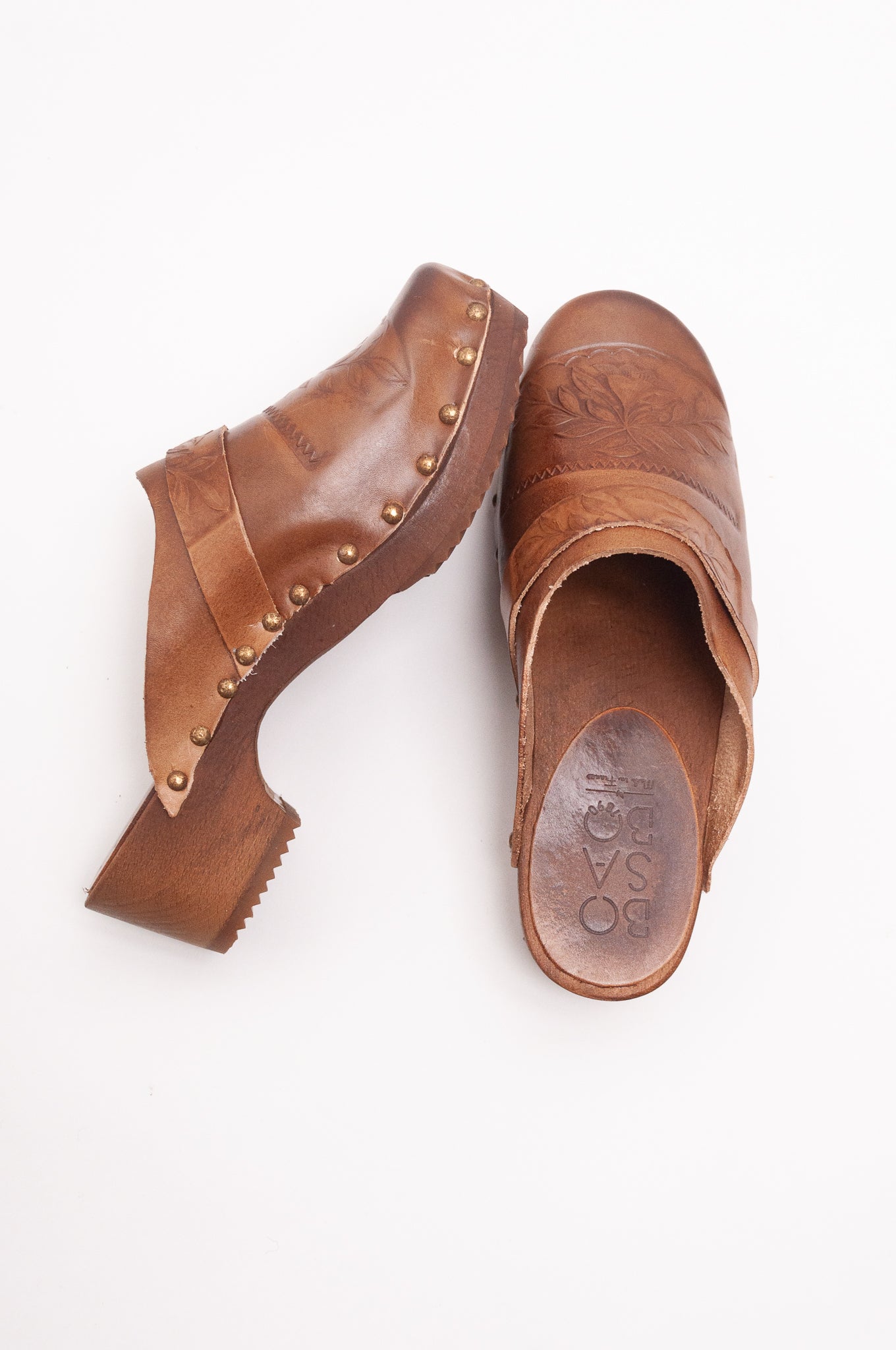 Bosabo classic Camille clog - embossed antique tan