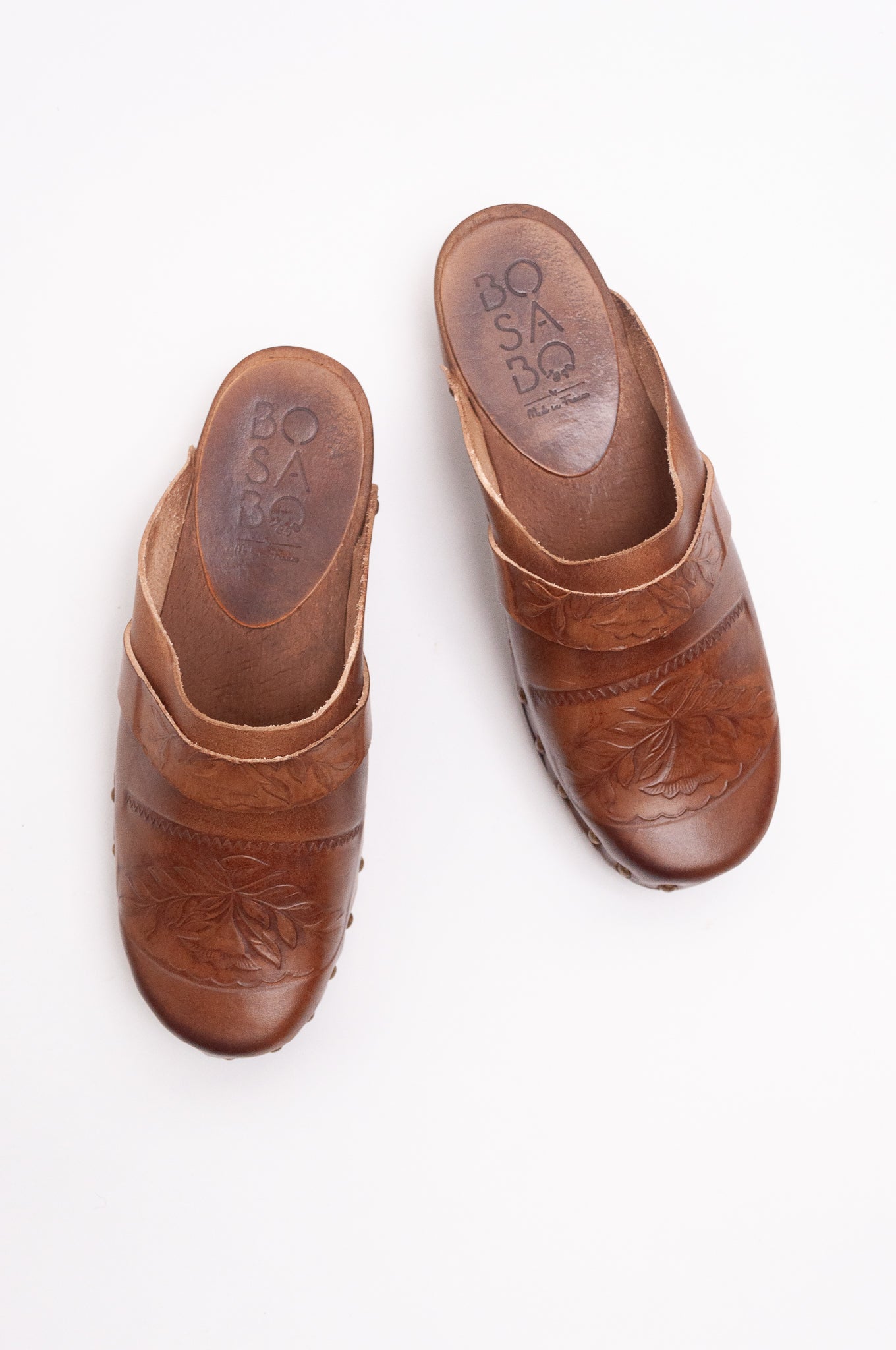 Bosabo classic Camille clog - embossed antique tan