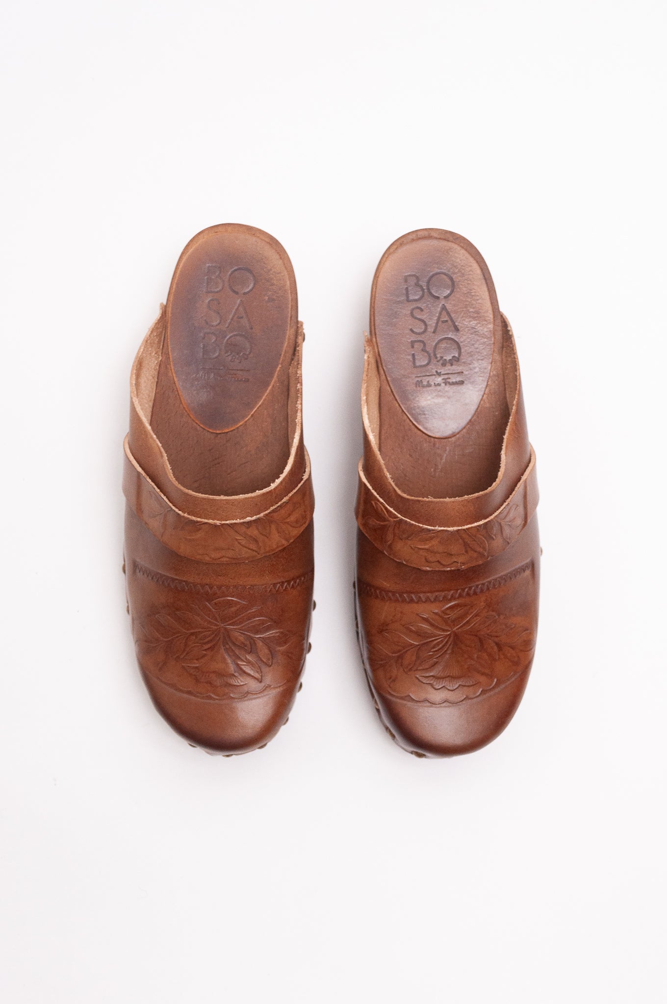 Bosabo classic Camille clog - embossed antique tan