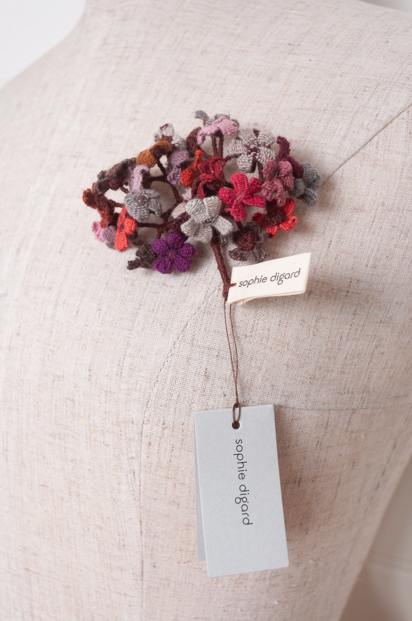 Sophie Digard brooch - wool flowers BRG