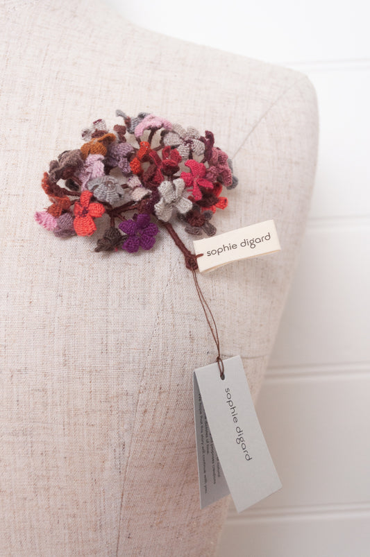 Sophie Digard brooch - wool flowers BRG