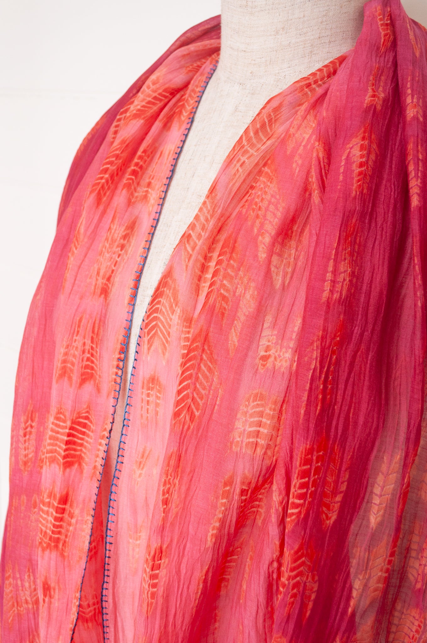 Neeru Kumar cotton and silk shibori scarf - rose