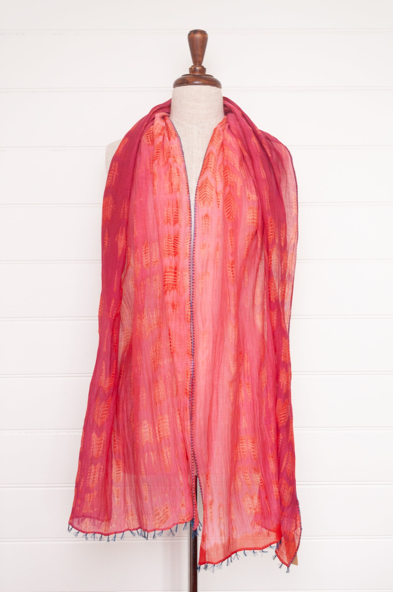 Neeru Kumar cotton and silk shibori scarf - rose