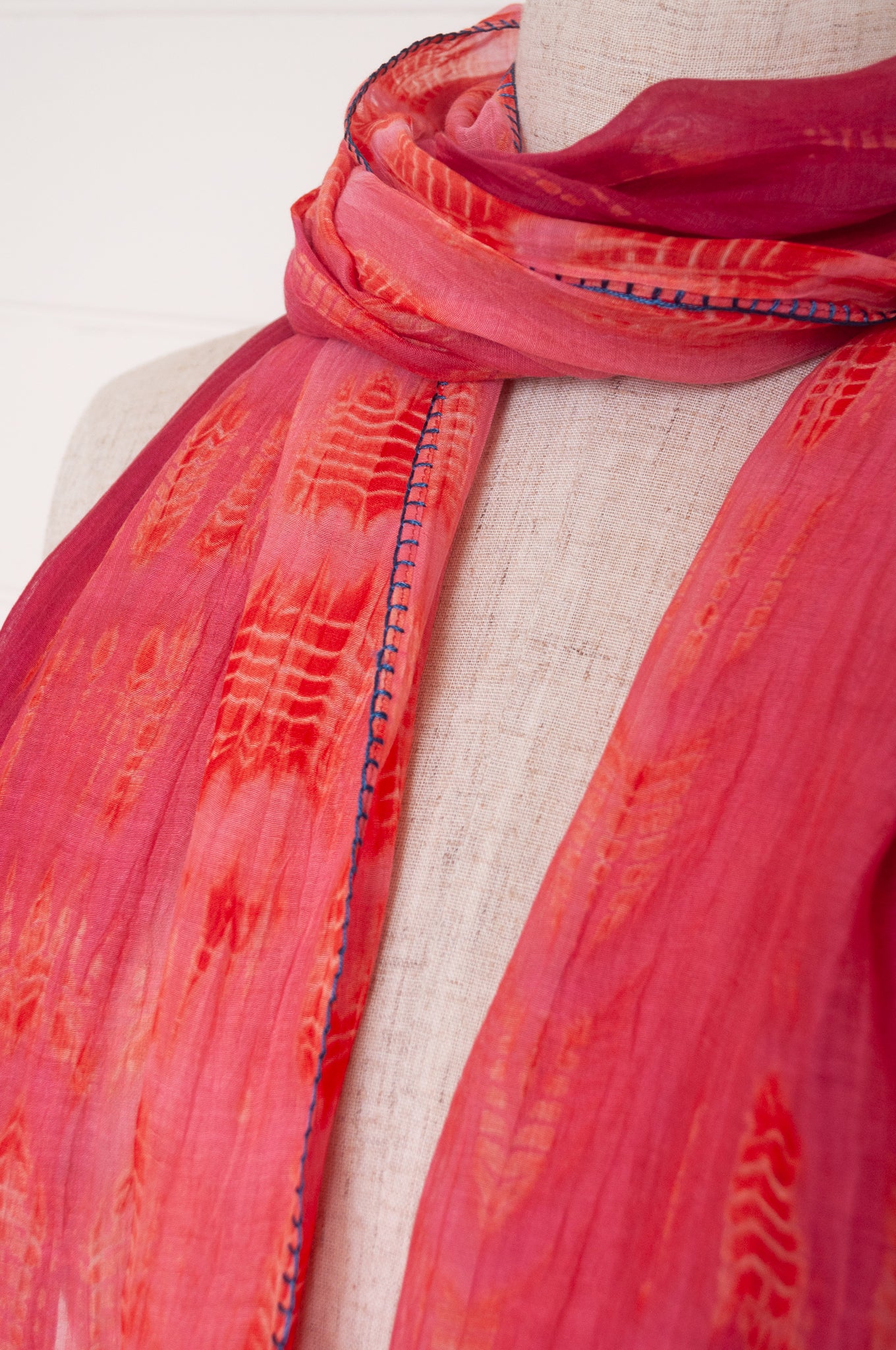 Neeru Kumar cotton and silk shibori scarf - rose