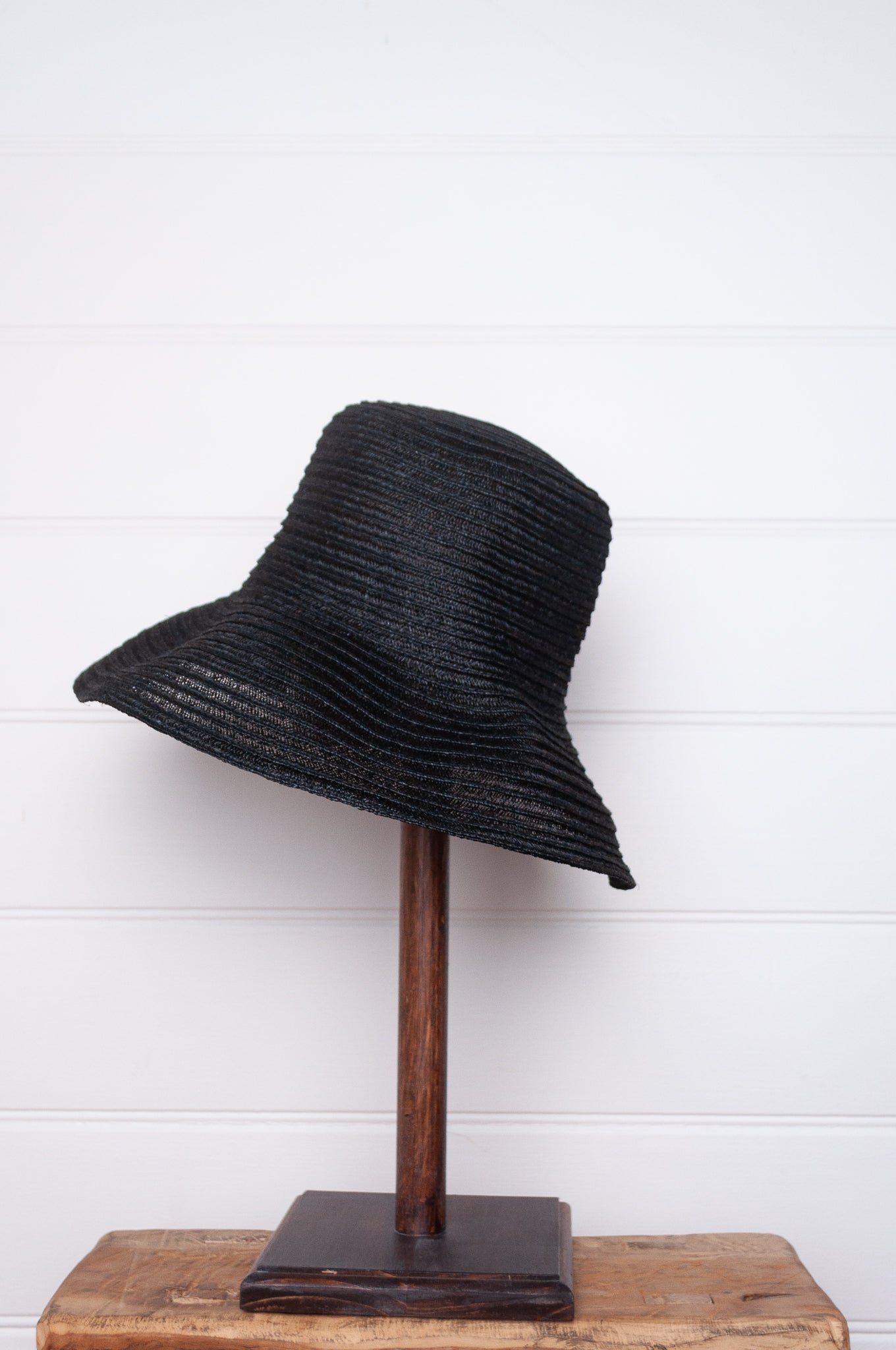 PCNQ made in Japan Leo abaca and cotton sun hat in black.