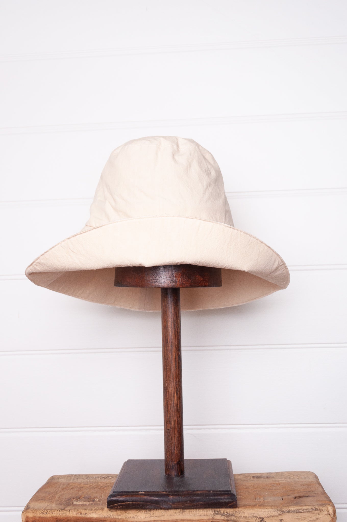 PCNQ made in Japan cotton bucket hat in ivory with generous brim.