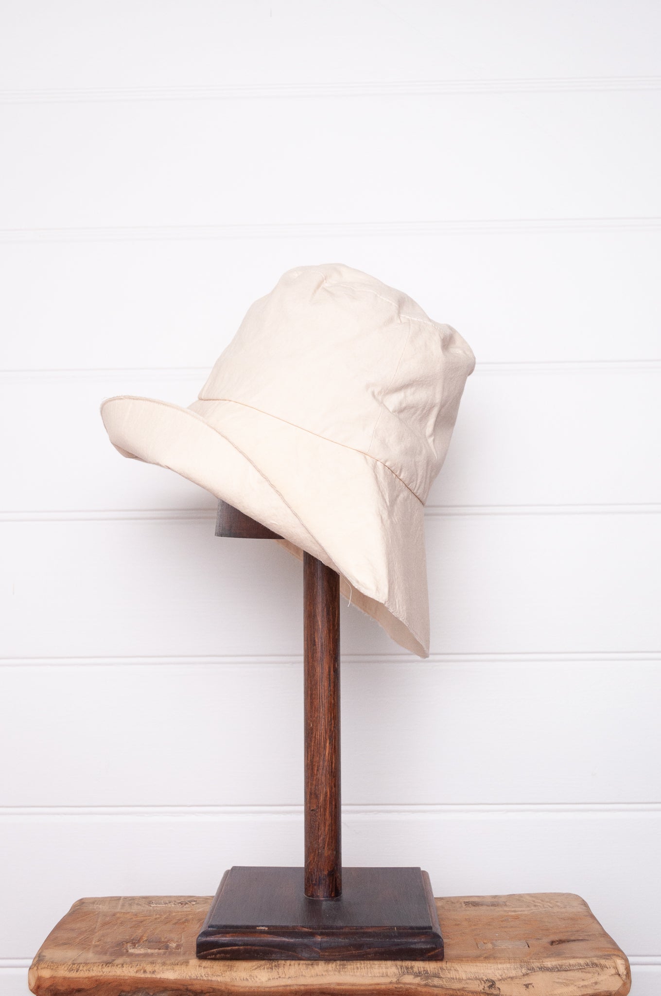 PCNQ made in Japan cotton bucket hat in ivory with generous brim.