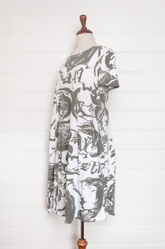 Valia Lagoon dress - white / moss print
