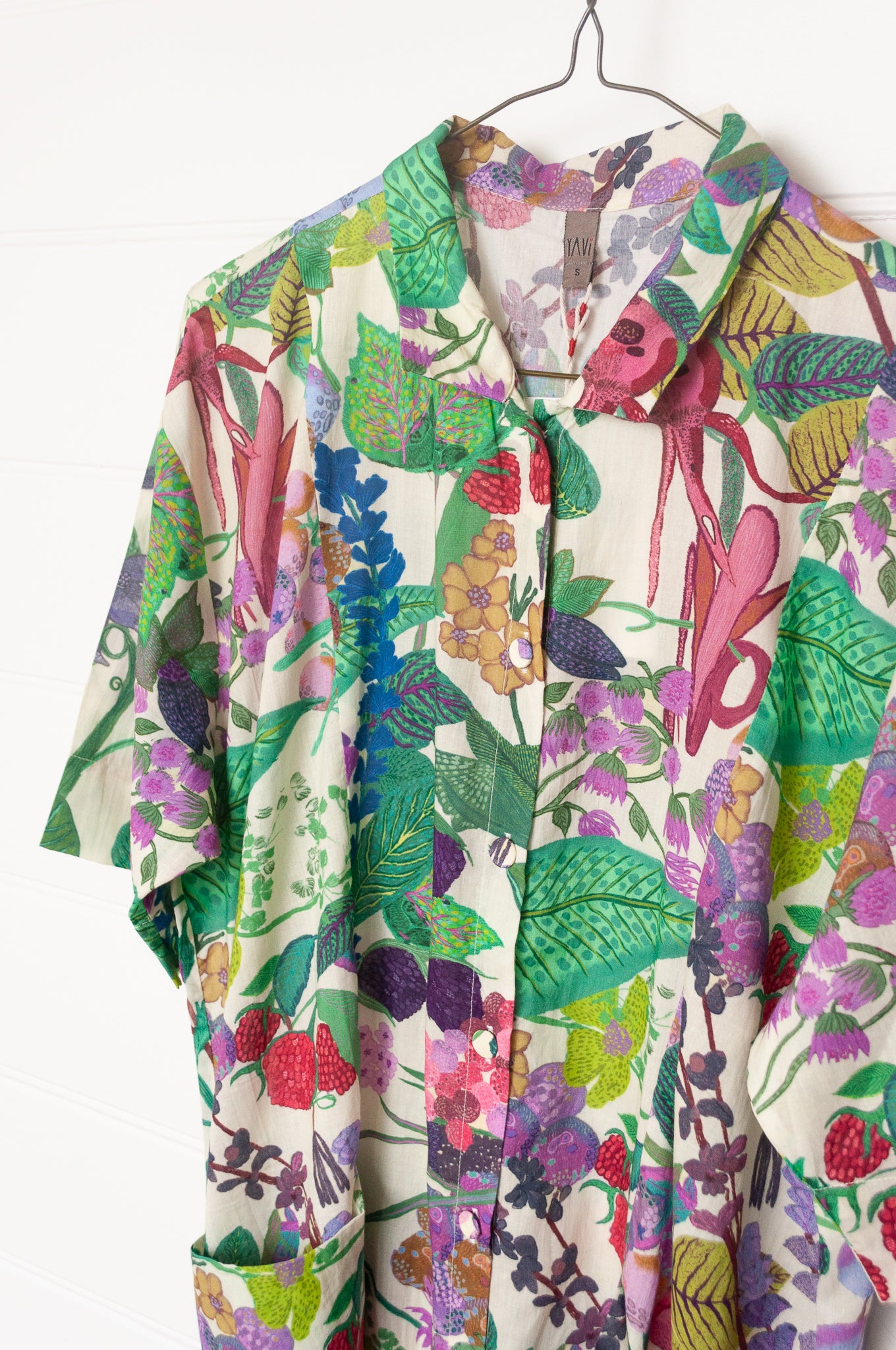 Yavi Laura dress, floral print cotton shirt dress.