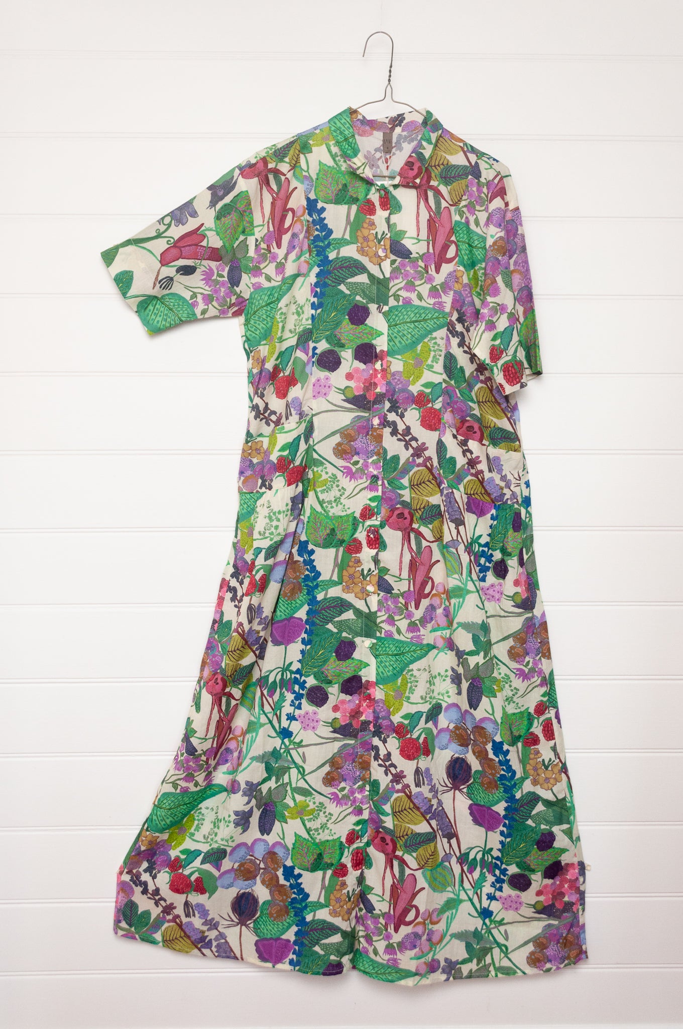 Yavi Laura dress, floral print cotton shirt dress.