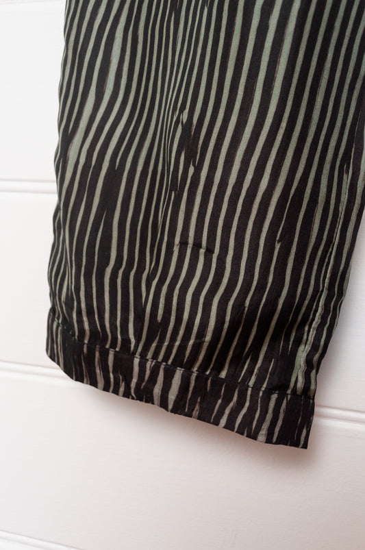 Raga shibori dyed silk pull on pants.