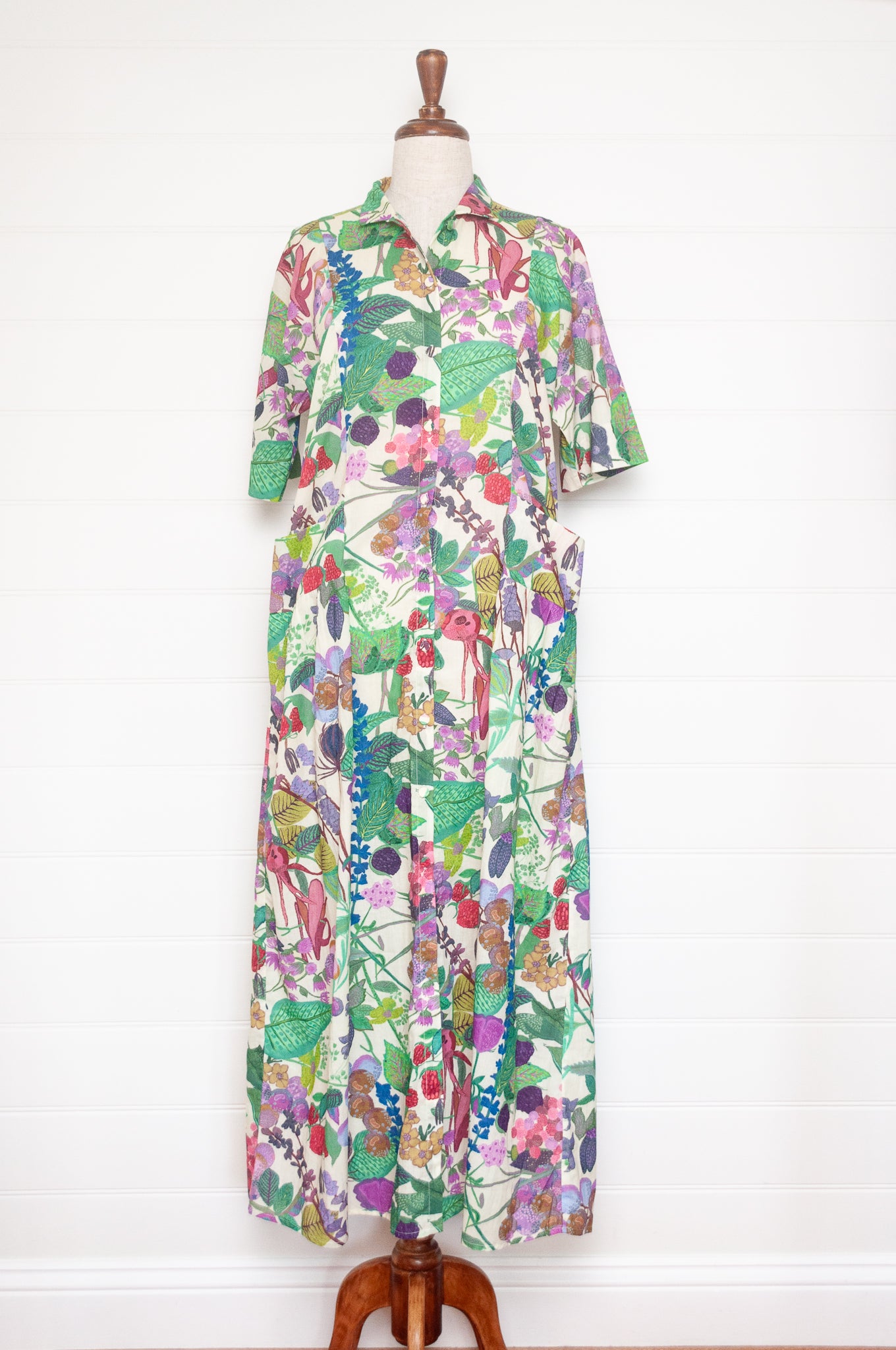 Yavi Laura dress, floral print cotton shirt dress.
