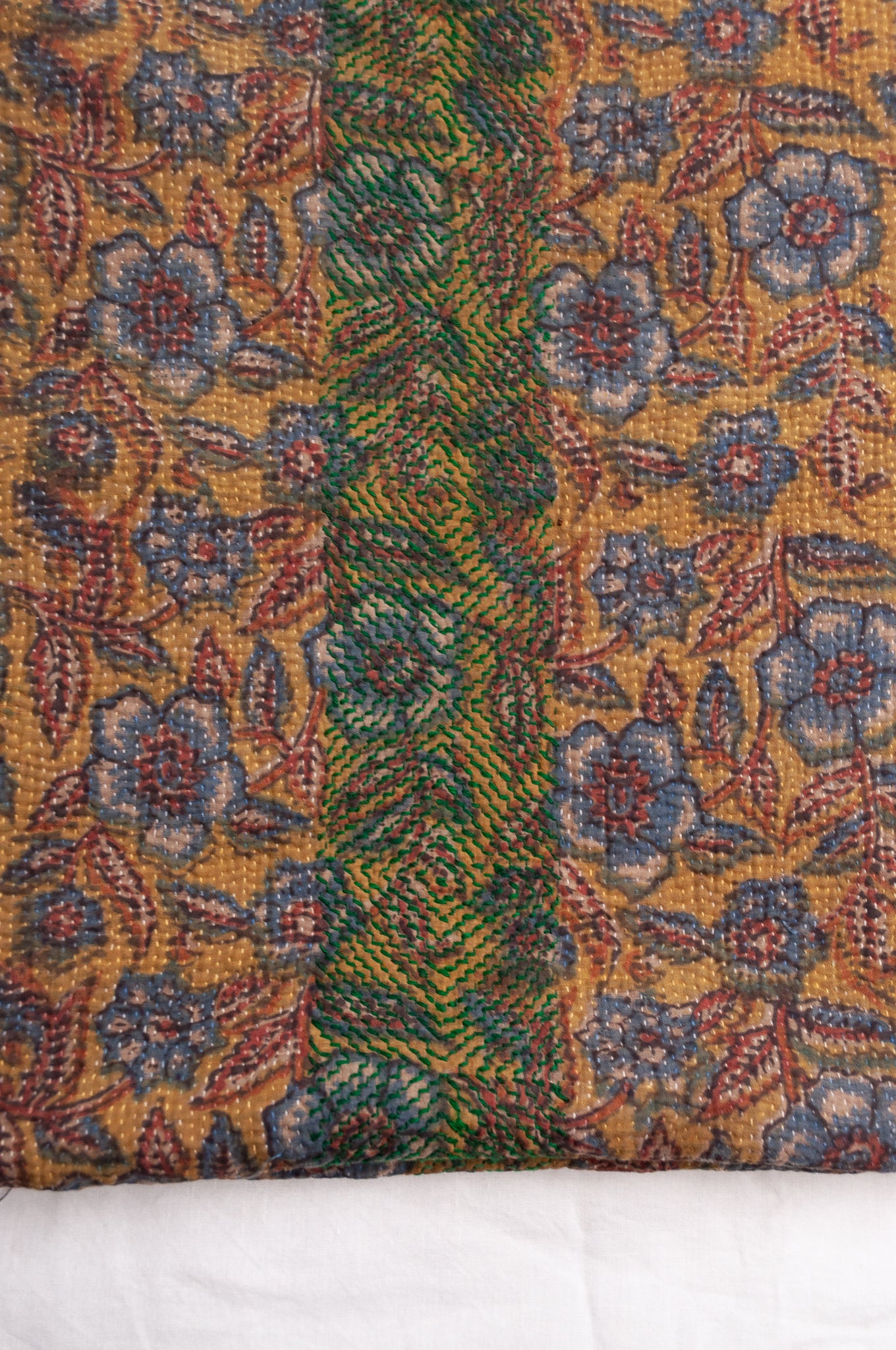 Vintage kantha quilt - Bagru multi flower