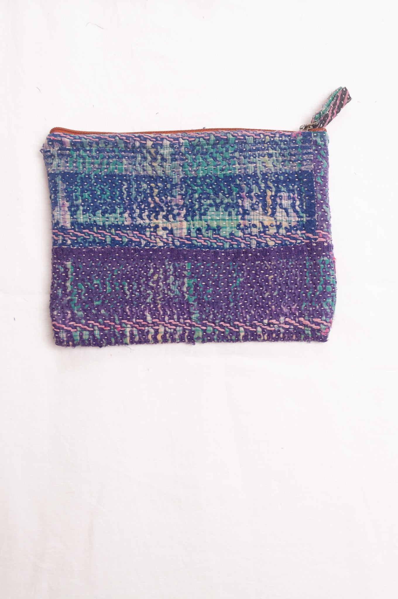 Vintage kantha quilt pouches. one of a kind. Violet.
