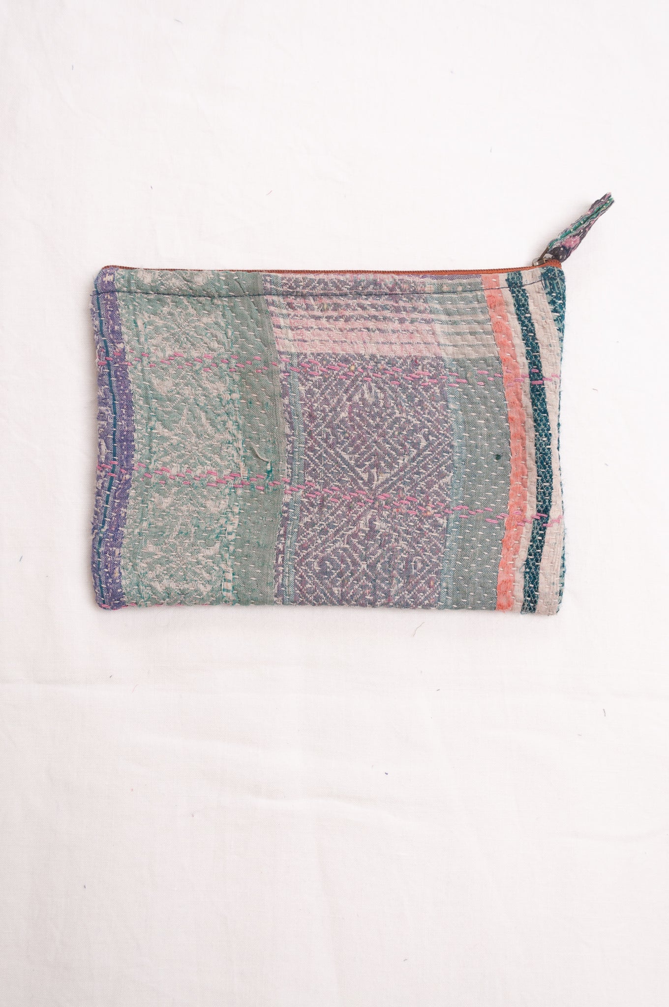 Vintage kantha quilt pouches. one of a kind. Vintage stripe.