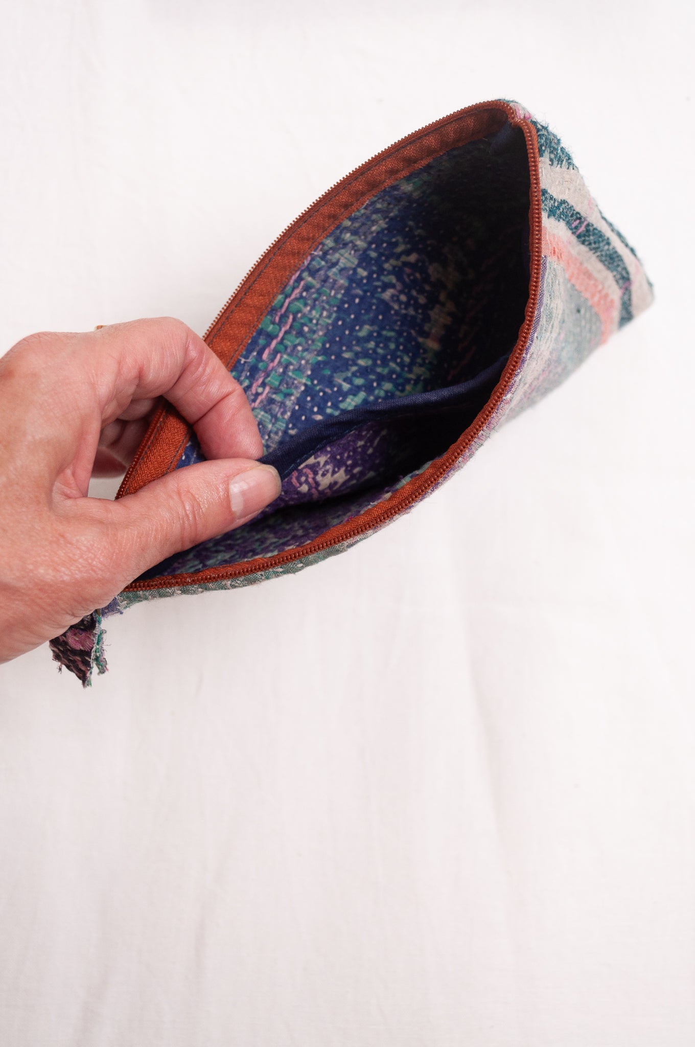 Vintage kantha quilt pouches. one of a kind.