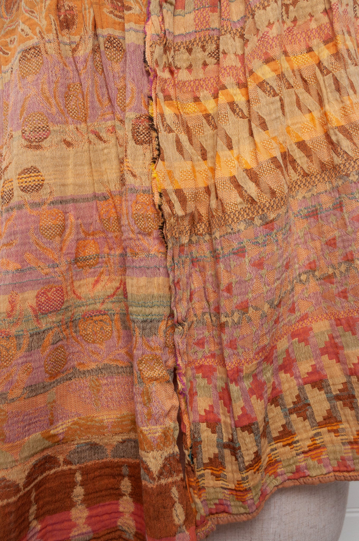 Letol organic cotton jacquard scarf Ziggy in deep honey yellow.