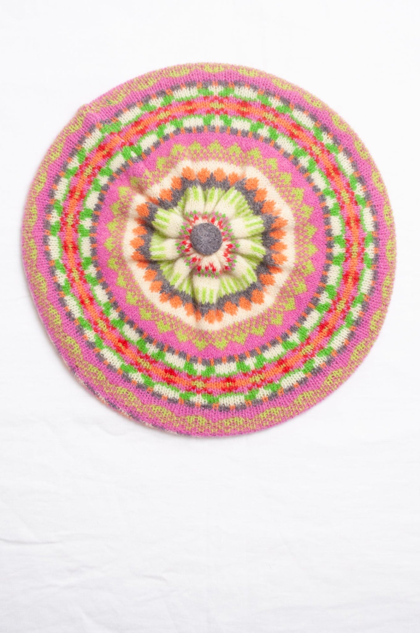 Eribe Alloa Lemon lily fairisle beret.