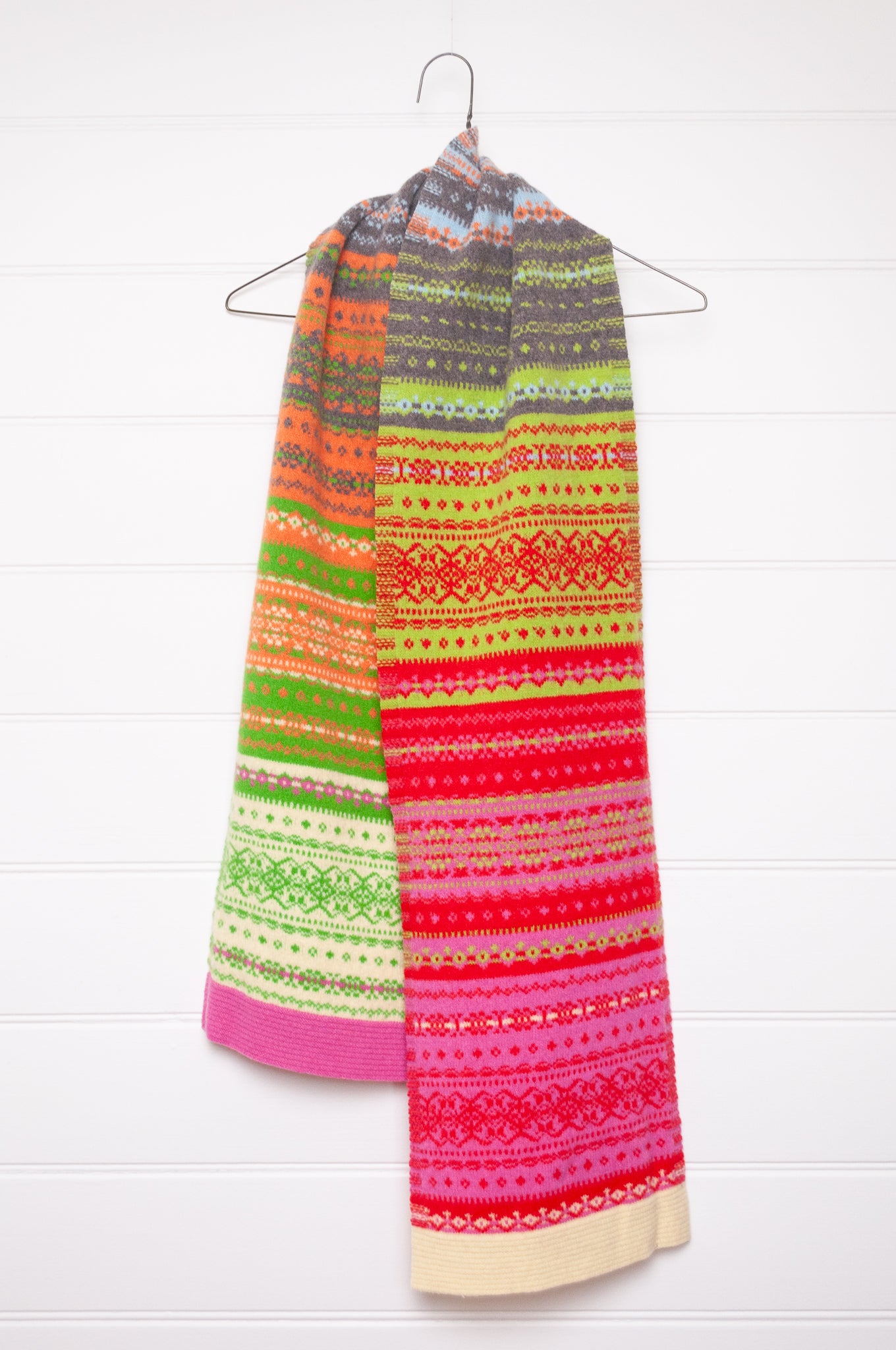 Eribe Alloa fairisle scarf in Lemon lily.