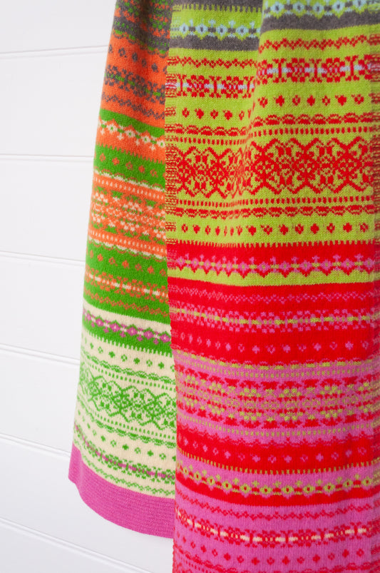 Eribe Alloa fairisle scarf in Lemon lily.