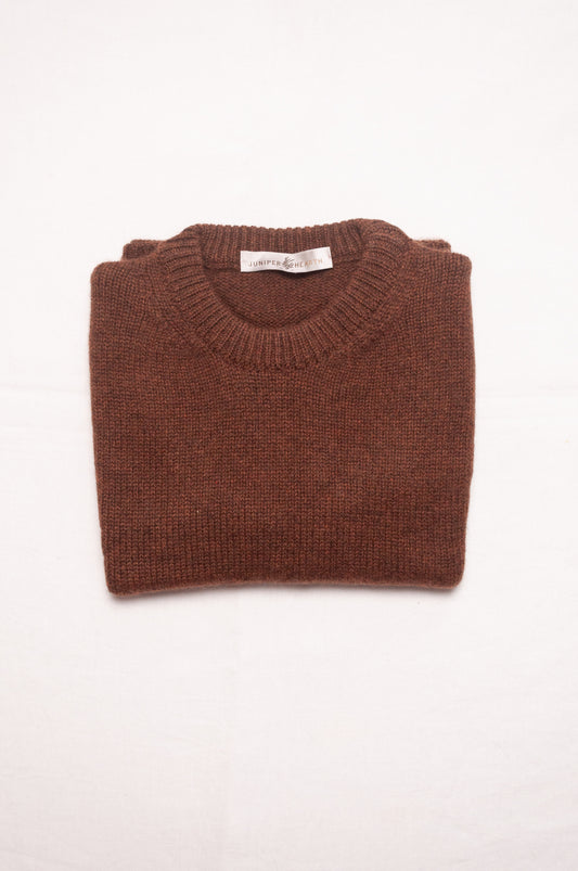 Juniper Hearth cashmere vest in umber brown.