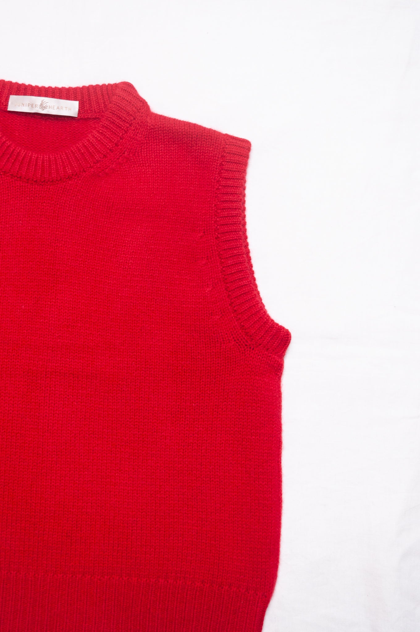 Juniper Hearth cashmere vest in scarlet red.