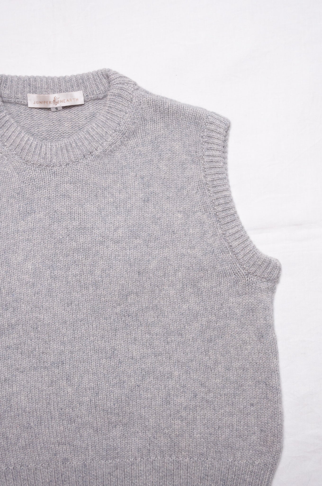 Juniper Hearth pure cashmere vest in ash grey.