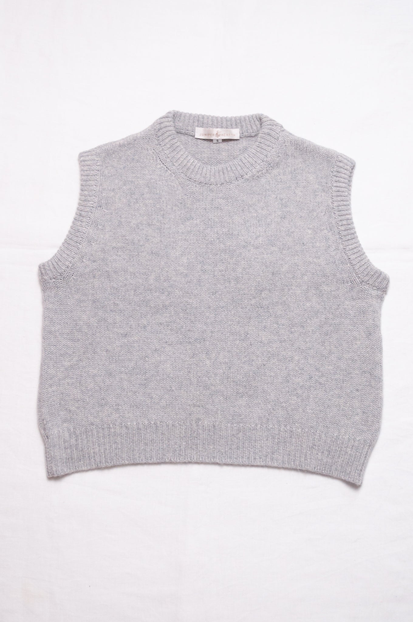 Juniper Hearth pure cashmere vest in ash grey.