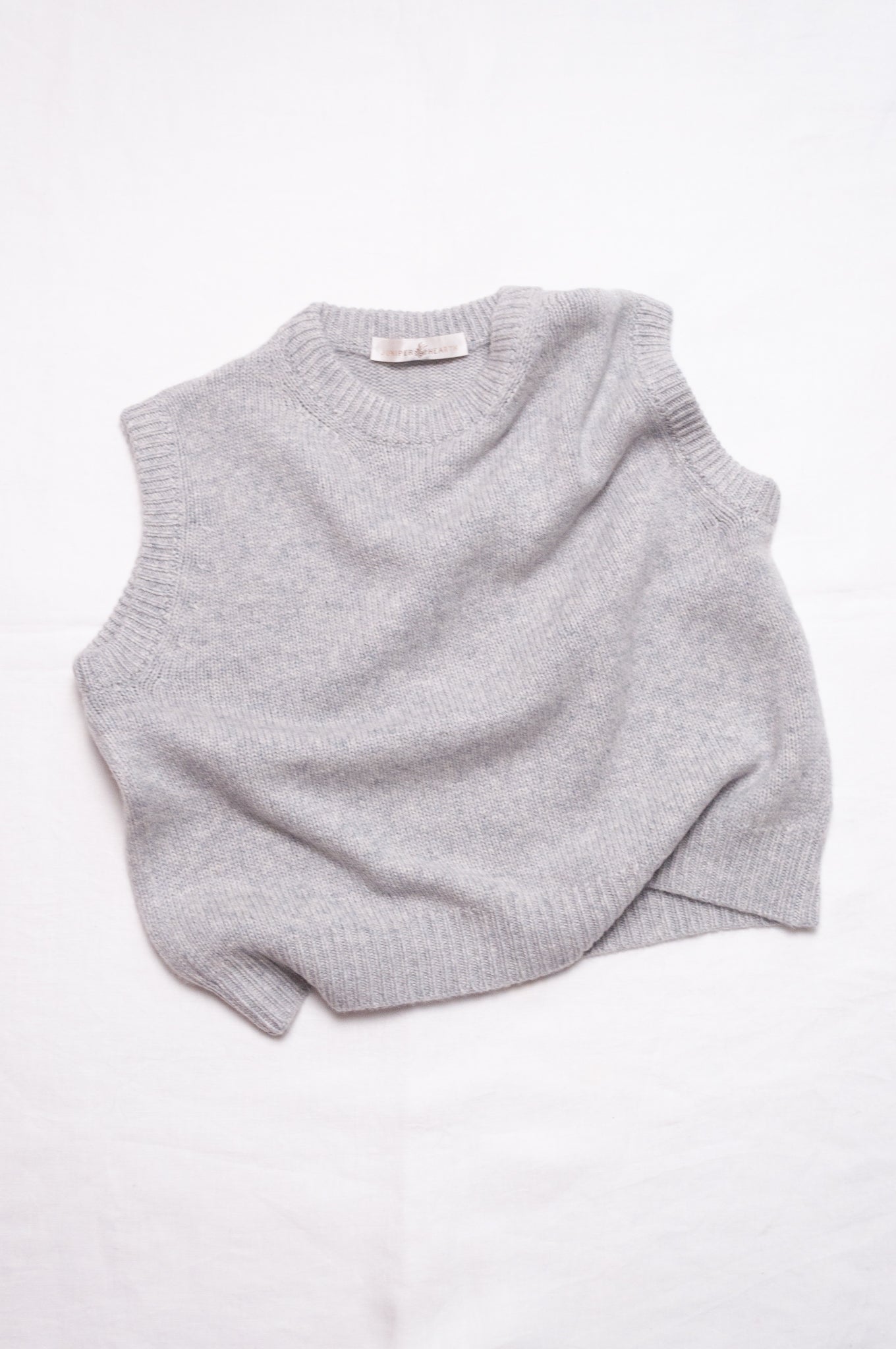 Juniper Hearth pure cashmere vest in ash grey.