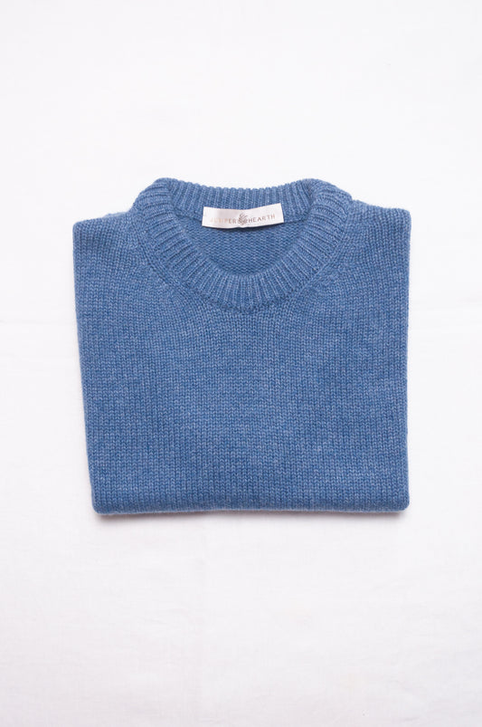 Juniper Hearth cashmere vest in denim blue.