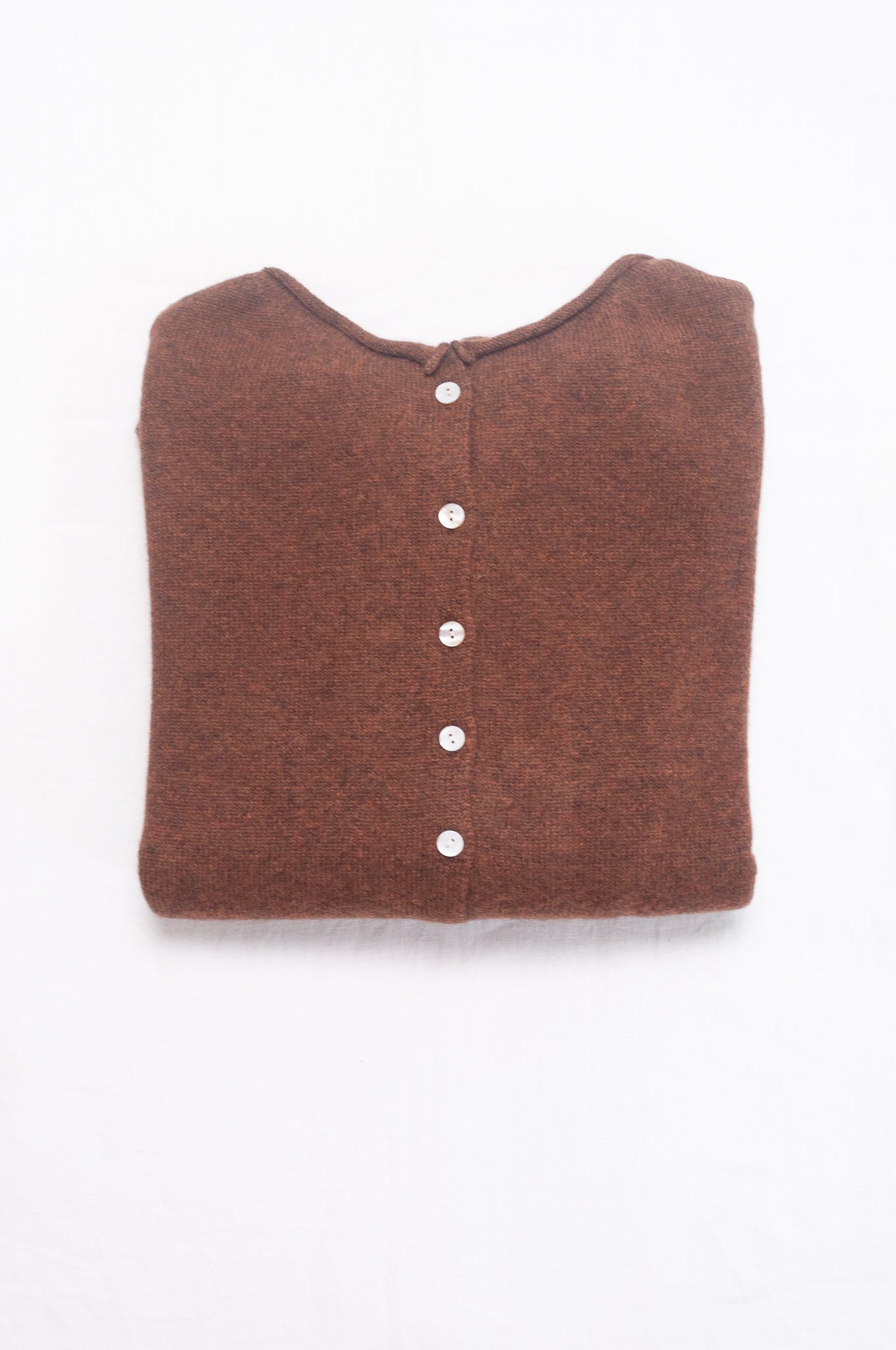 One size reversible pure cashere cardi sweater in umber brown.