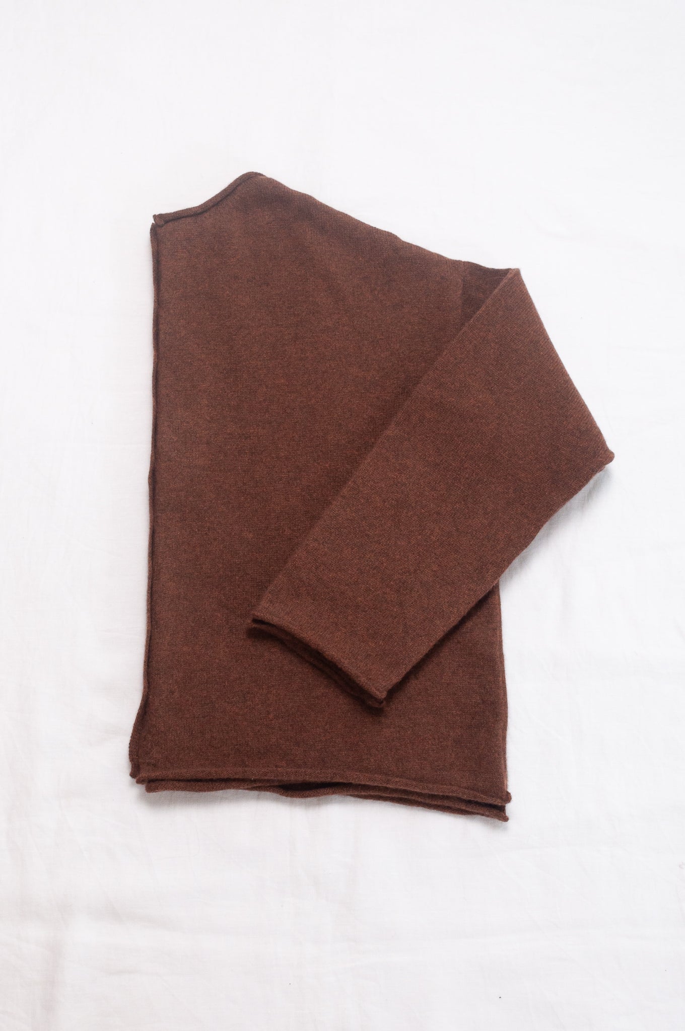 One size reversible pure cashere cardi sweater in umber brown.