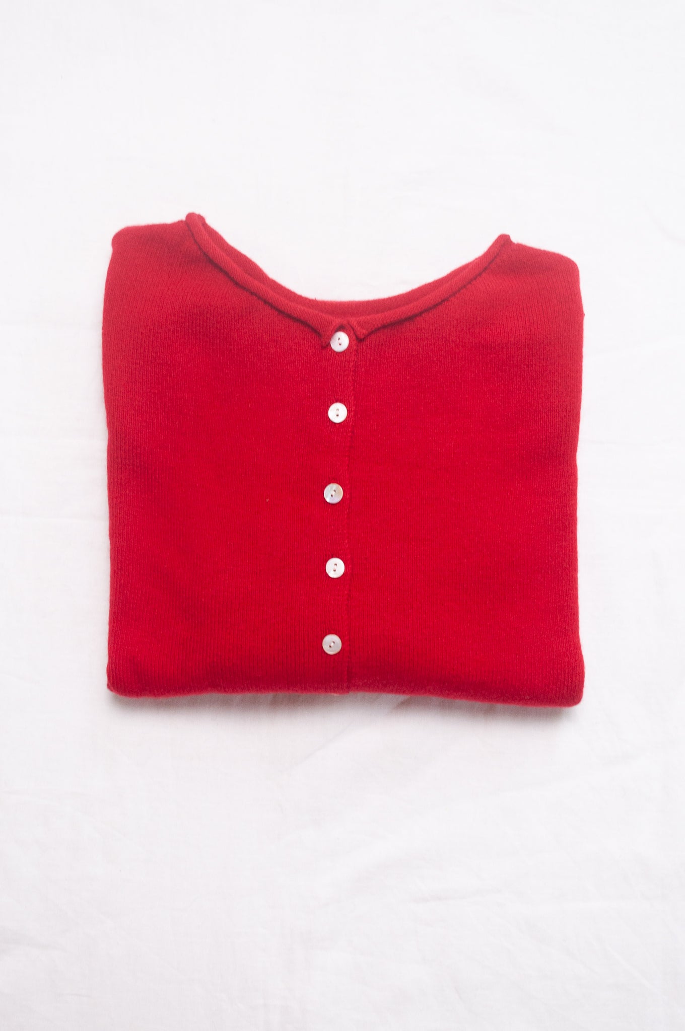 Juniper Hearth one size reversible cardigan sweater in scarlet red cashmere.