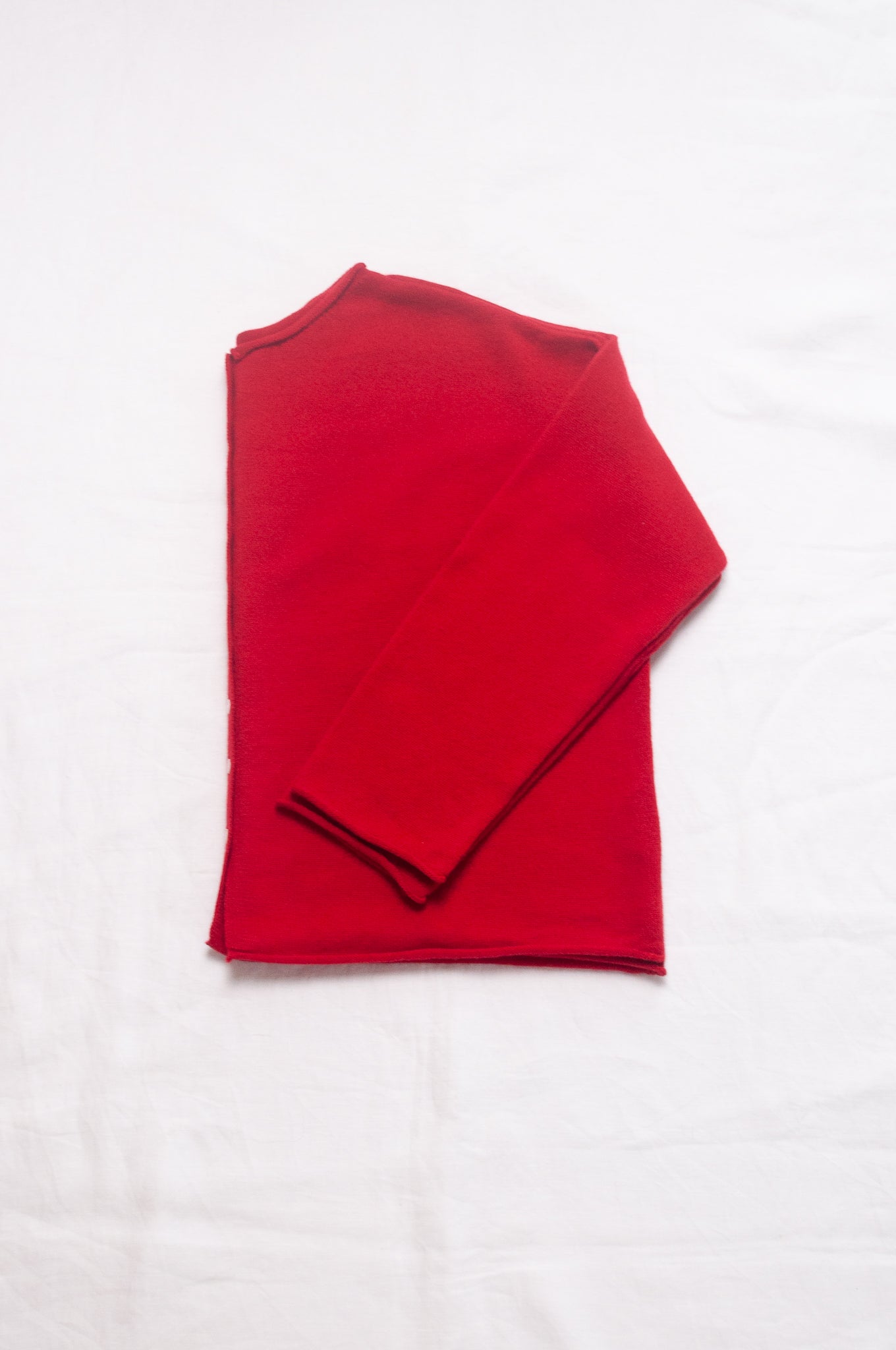 Juniper Hearth one size reversible cardigan sweater in scarlet red cashmere.