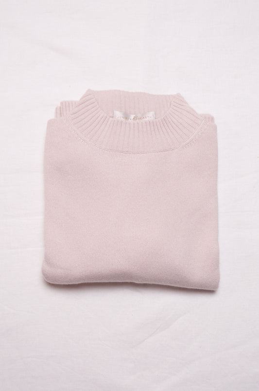 Juniper Hearth high neck turtleneck cashmere sweater in ecru cream.